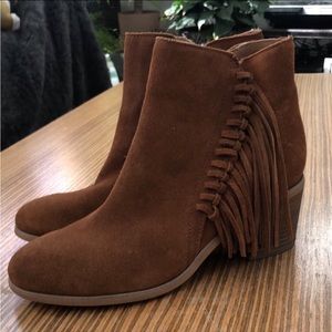 Reaction Kennerh Cole Suede Leather Fringe Booties Boots 6.5